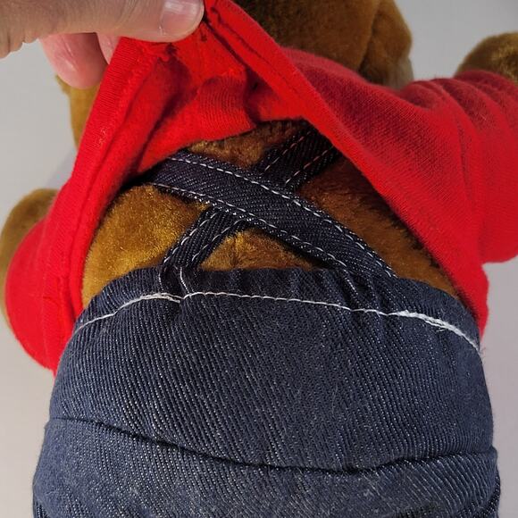 Vintage 1986 Shoney's Bear Plush 12" Stuffed Animal Red Shirt and Jeans Stuffie - Picture 6 of 11